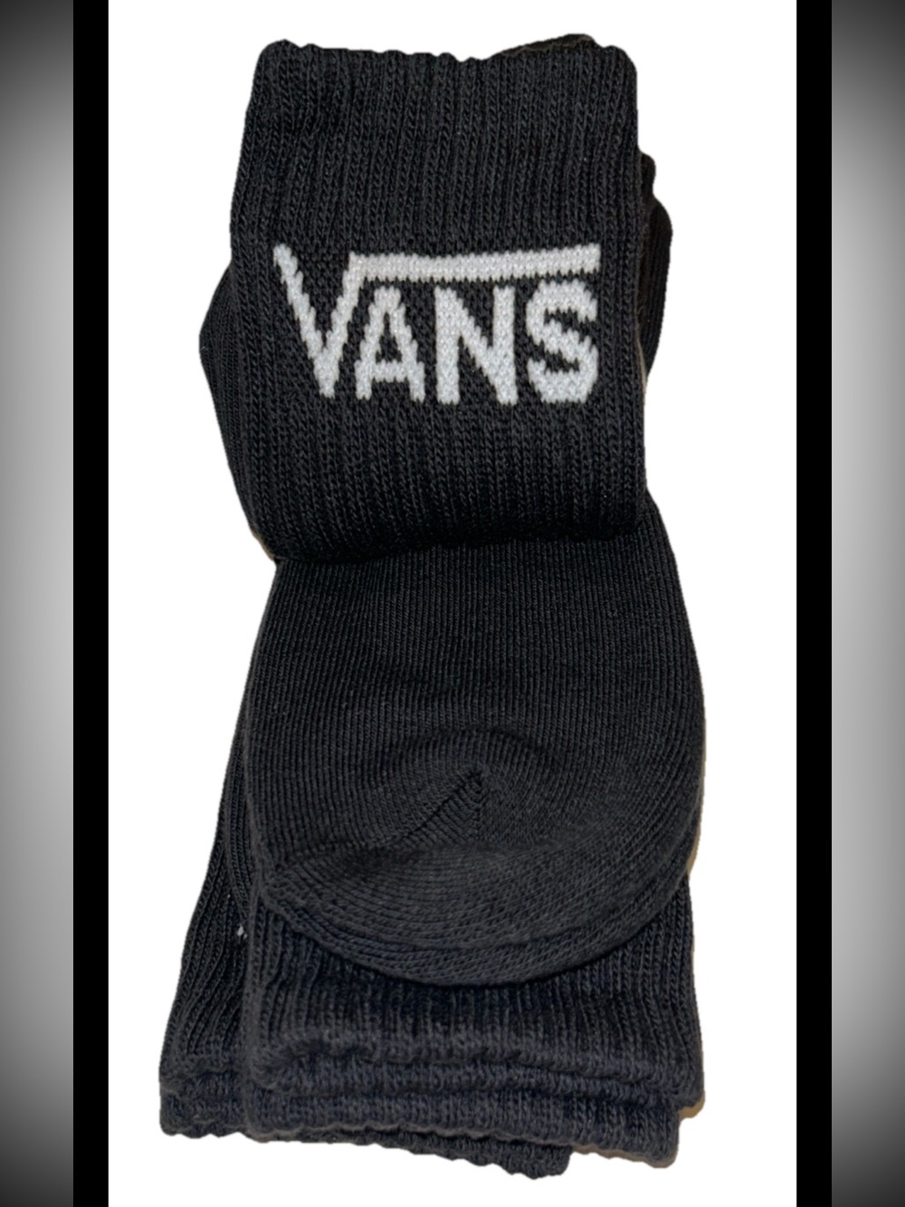 Vans Off The Wall Crew Socks 3 Pair Men 9.5-13 Black w White Logo Skate Ride NEW - Picture 10 of 12